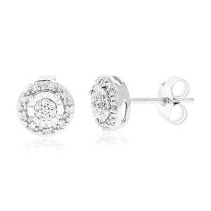 1/10 cttw Stud Earrings for Women, Round Lab Grown Diamond Stud Earrings in .925 Sterling Silver, Prong Setting