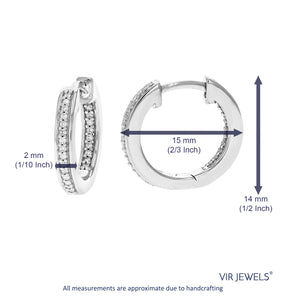 1/6 cttw Diamond Hoop Earrings for Women, Round Lab Grown Diamond Earrings in .925 Sterling Silver, Prong Setting, 1/2 Inch