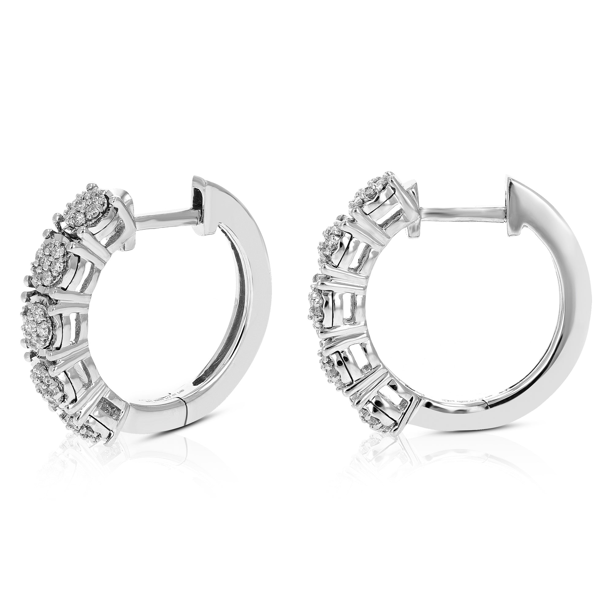 1/5 cttw Diamond Hoop Earrings for Women, Round Lab Grown Diamond Earrings in .925 Sterling Silver, Prong Setting, 3/4 Inch