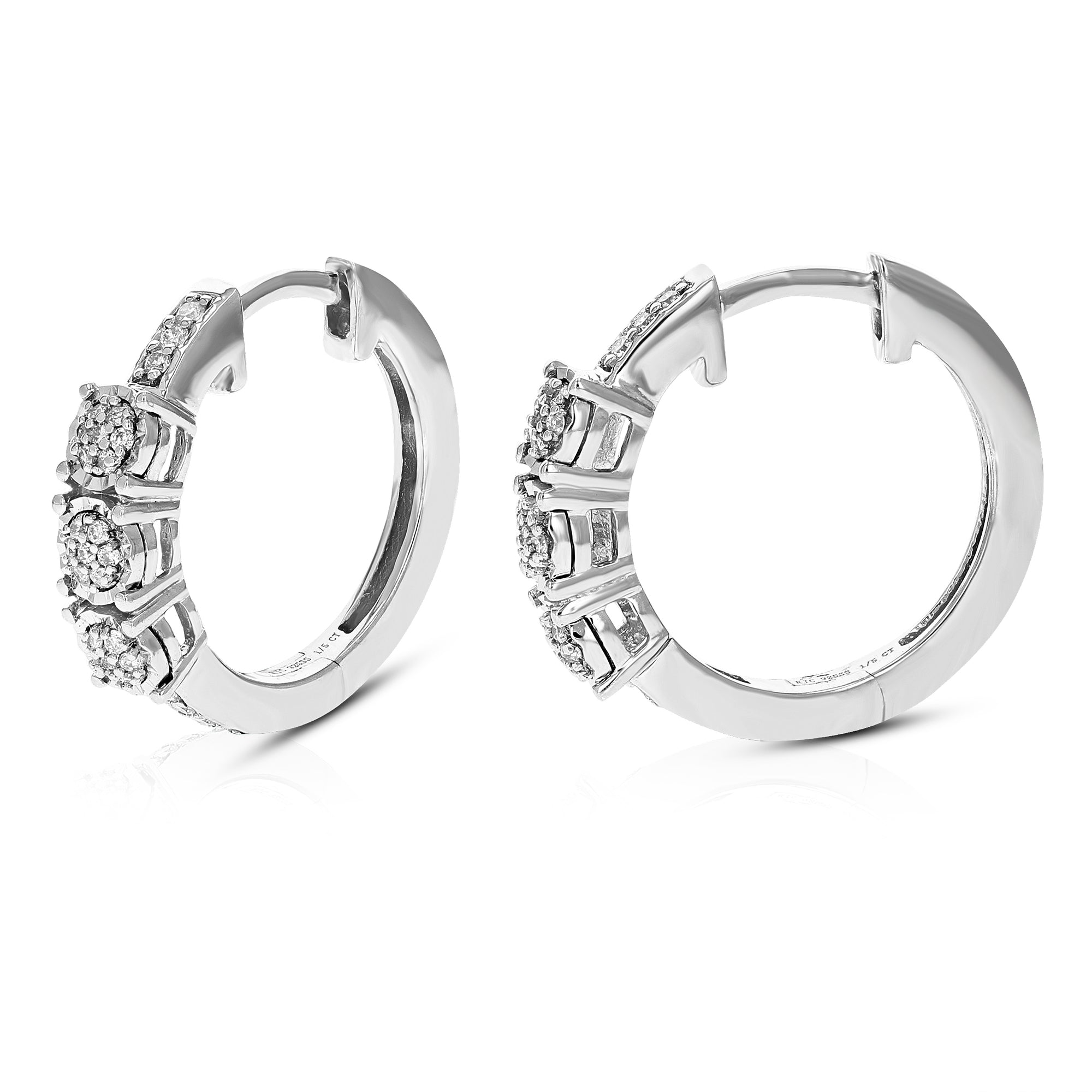 1/5 cttw Diamond Hoop Earrings for Women, Round Lab Grown Diamond Earrings in .925 Sterling Silver, Prong Setting, 3/4 Inch