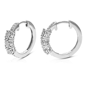 1/5 cttw Diamond Hoop Earrings for Women, Round Lab Grown Diamond Earrings in .925 Sterling Silver, Prong Setting, 2/3 Inch
