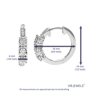 1/5 cttw Diamond Hoop Earrings for Women, Round Lab Grown Diamond Earrings in .925 Sterling Silver, Prong Setting, 2/3 Inch