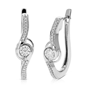 1/6 cttw Diamond Hoop Earrings for Women, Round Lab Grown Diamond Earrings in .925 Sterling Silver, Prong Setting, 3/4 Inch