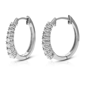 1/2 cttw Diamond Hoop Earrings for Women, Round Lab Grown Diamond Earrings in .925 Sterling Silver, Prong Setting, 3/4 Inch