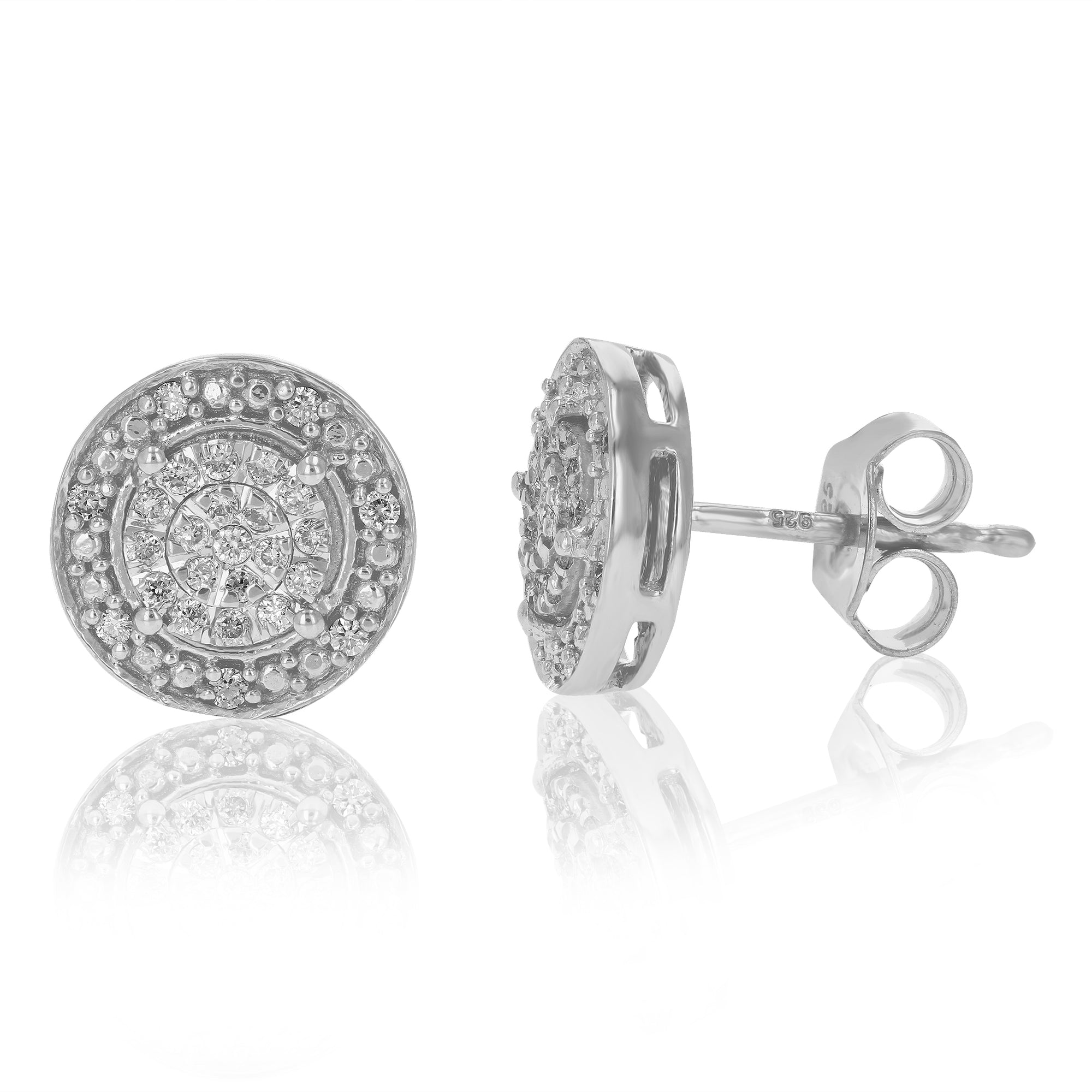 1/5 cttw Stud Earrings for Women, Round Lab Grown Diamond Stud Earrings in .925 Sterling Silver, Prong Setting