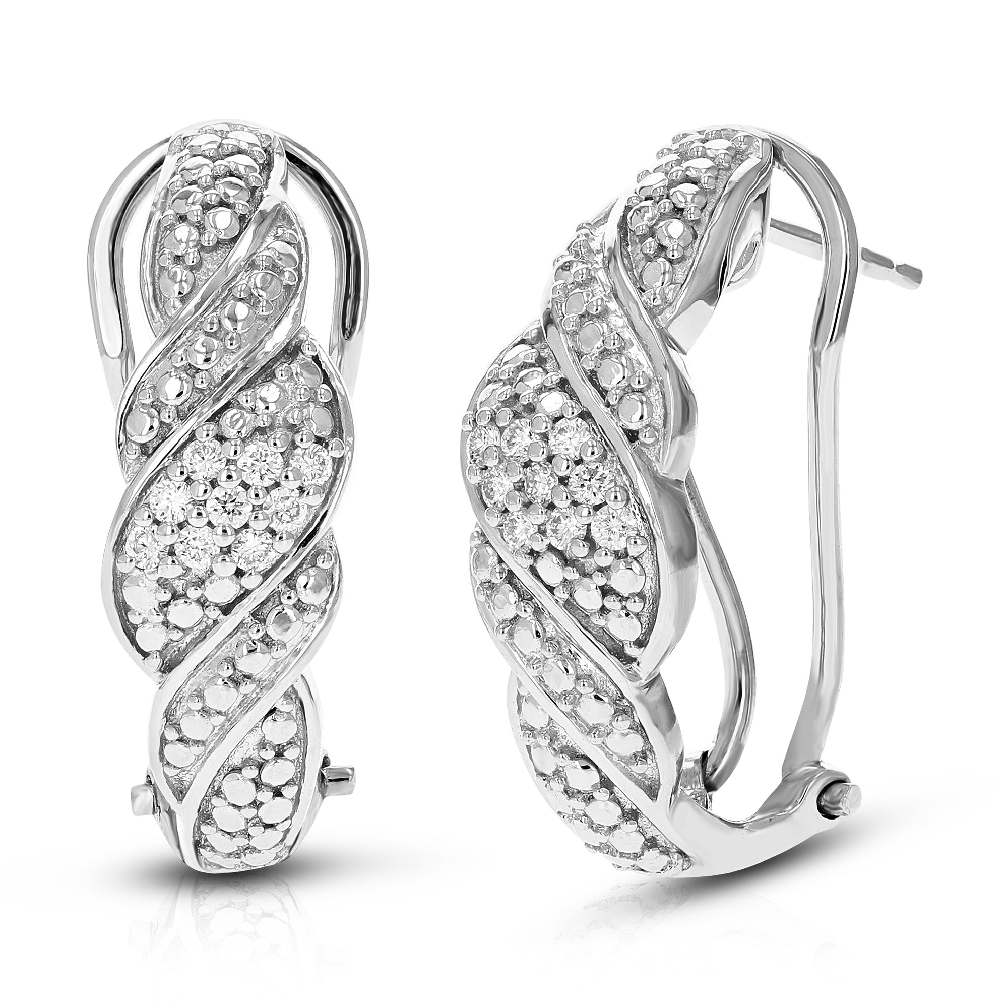1/5 cttw Diamond Hoop Earrings for Women, Round Lab Grown Diamond Earrings in .925 Sterling Silver, Prong Setting, 1 Inch