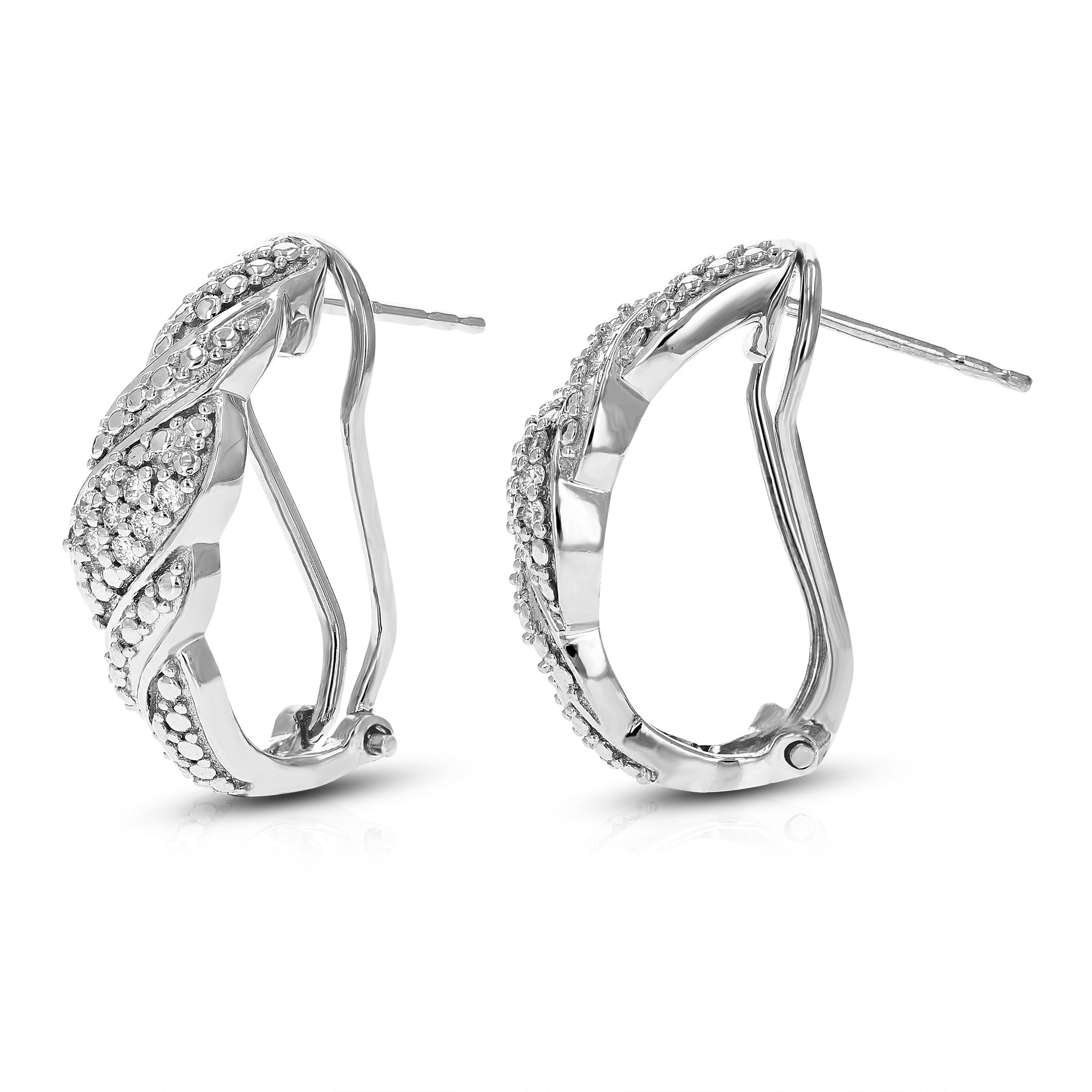 1/5 cttw Diamond Hoop Earrings for Women, Round Lab Grown Diamond Earrings in .925 Sterling Silver, Prong Setting, 1 Inch