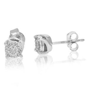 1/8 cttw Stud Earrings for Women, Round Lab Grown Diamond Stud Earrings in .925 Sterling Silver, Prong Setting