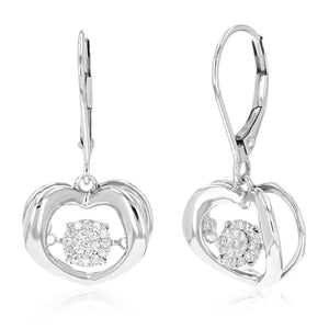 1/6 cttw Dangle Earrings for Women, Round Lab Grown Diamond Dangle Earrings in .925 Sterling Silver, Prong Setting, 1 Inch