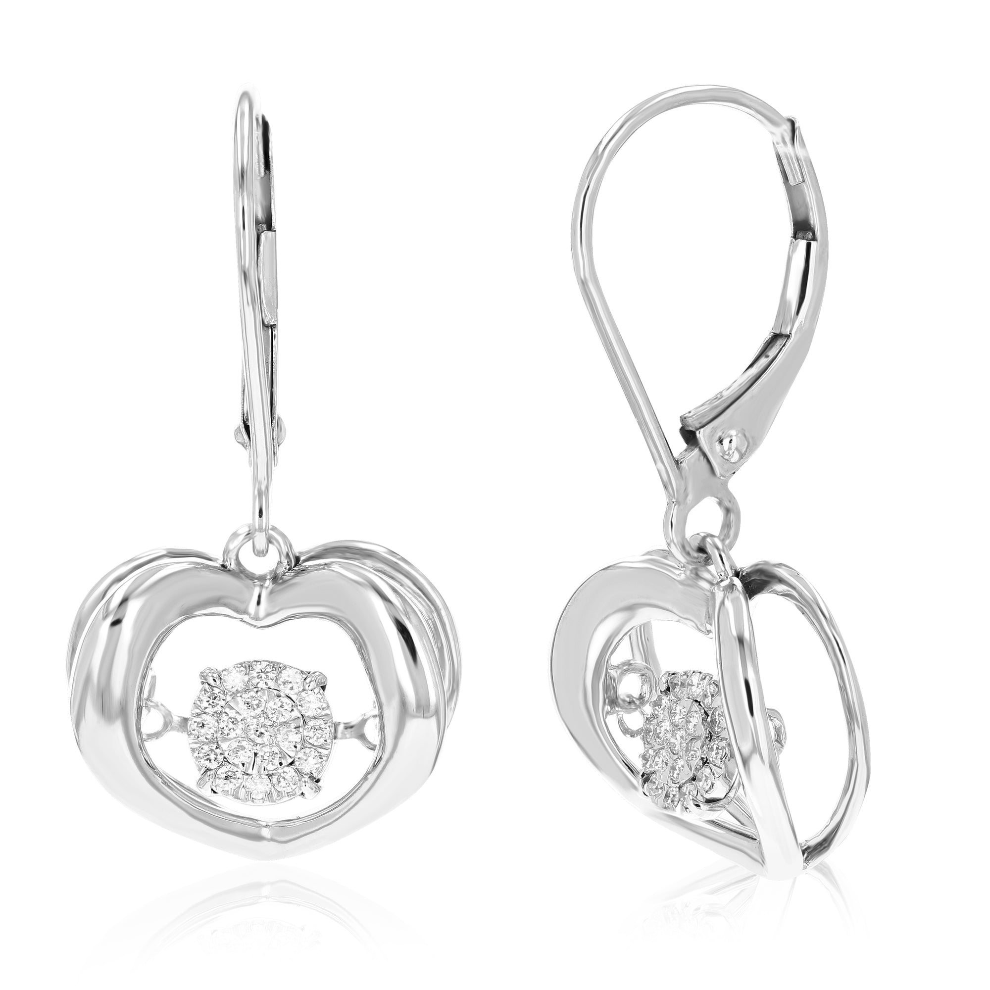 1/6 cttw Dangle Earrings for Women, Round Lab Grown Diamond Dangle Earrings in .925 Sterling Silver, Prong Setting, 1 Inch