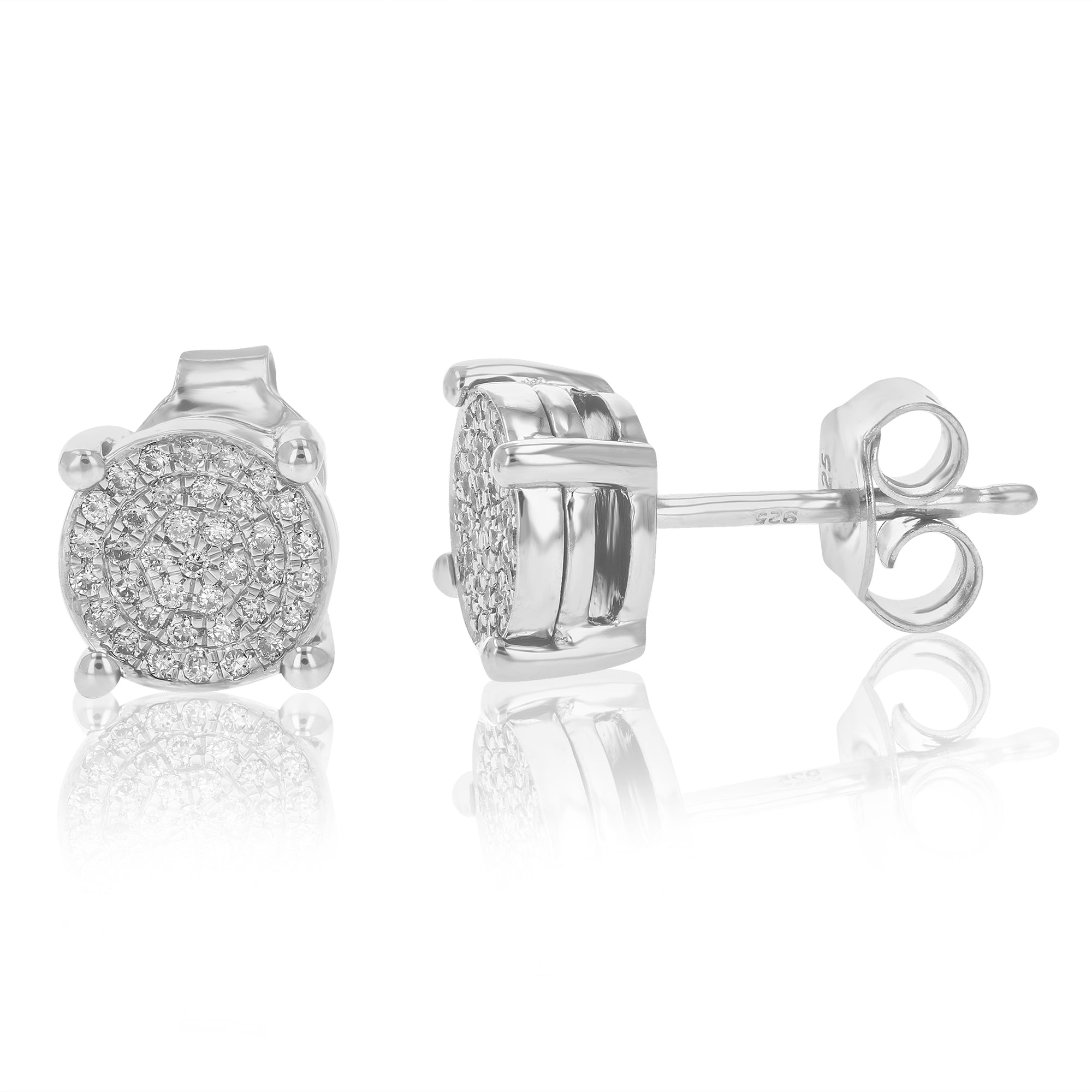 1/4 cttw Stud Earrings for Women, Round Lab Grown Diamond Stud Earrings in .925 Sterling Silver, Prong Setting