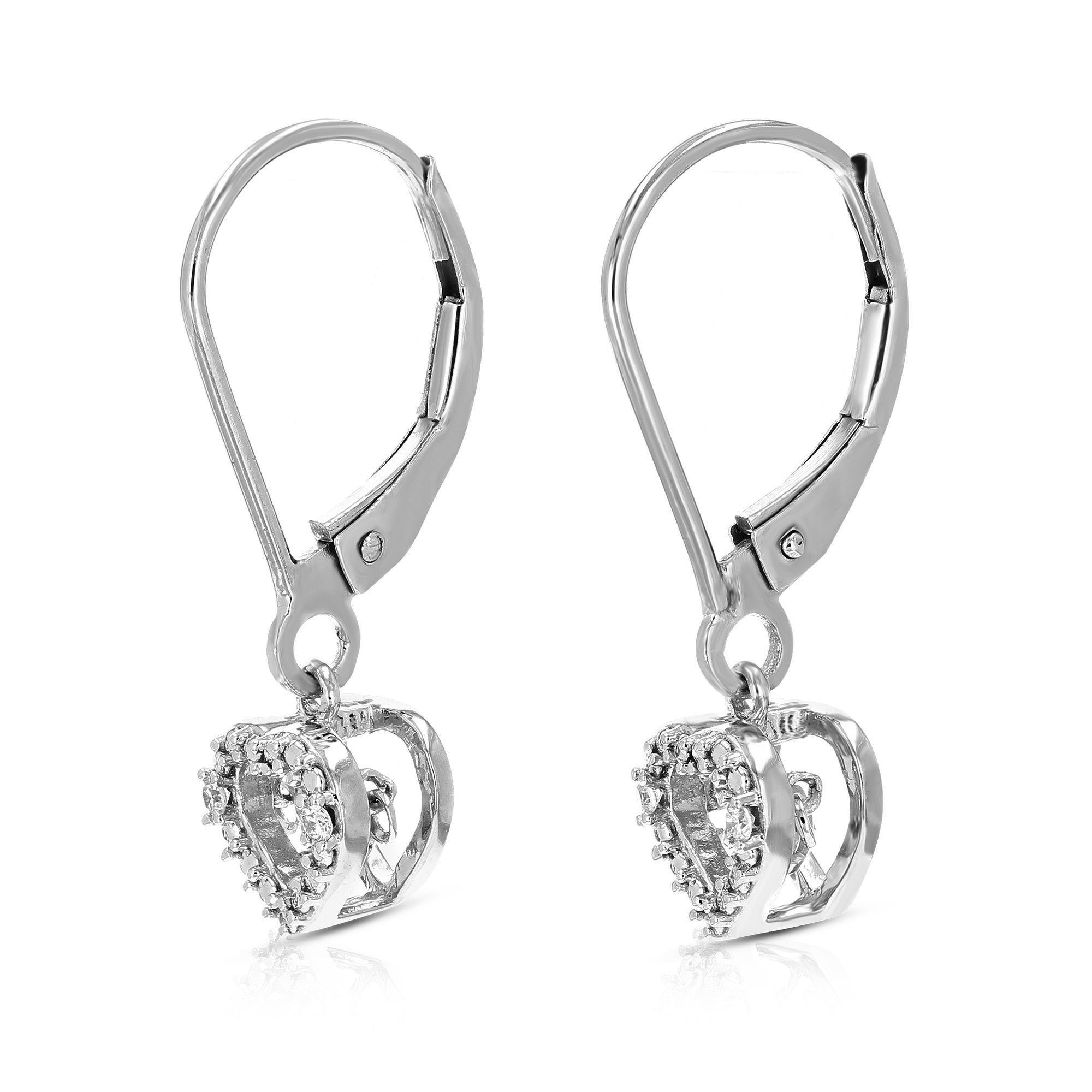 1/8 cttw 6 Stones Round Lab Grown Diamond Dangle Earrings .925 Sterling Silver Prong Set, 2/5 Inch