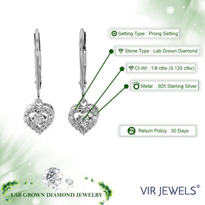 1/8 cttw 6 Stones Round Lab Grown Diamond Dangle Earrings .925 Sterling Silver Prong Set, 2/5 Inch