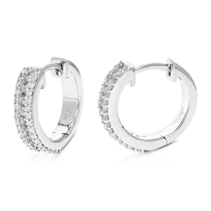 3/4 cttw Diamond Hoop Earrings for Women, Round Lab Grown Diamond Earrings in .925 Sterling Silver, Channel Setting, 3/4 Inch