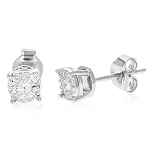 1/4 cttw Stud Earrings for Women, Round Lab Grown Diamond Stud Earrings in .925 Sterling Silver, Prong Setting