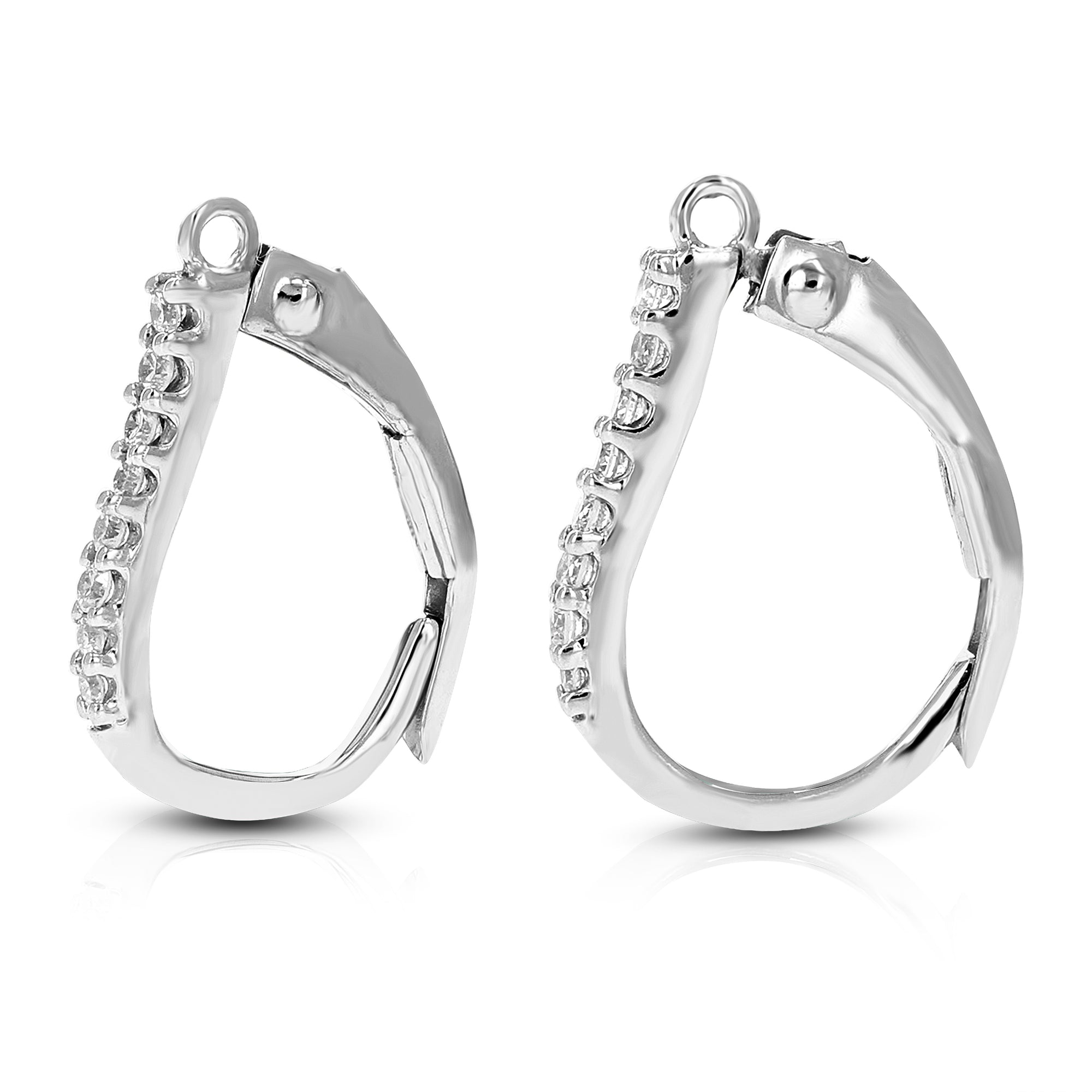 1/10 cttw Round Lab Grown Diamond Hoop Earrings .925 Sterling Silver Prong Set, 2/5 Inch