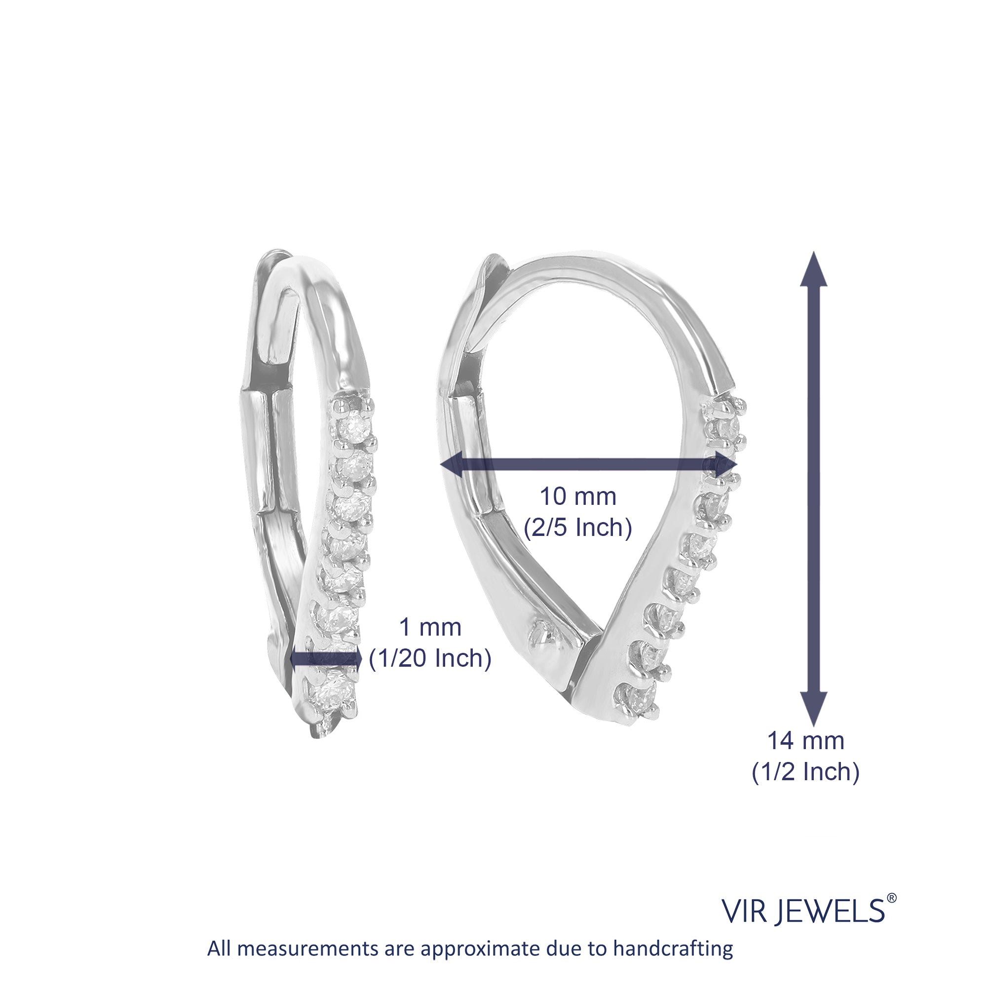 1/10 cttw Round Lab Grown Diamond Hoop Earrings .925 Sterling Silver Prong Set, 2/5 Inch