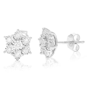 1/3 cttw Stud Earrings for Women, Round Lab Grown Diamond Stud Earrings in .925 Sterling Silver, Prong Setting