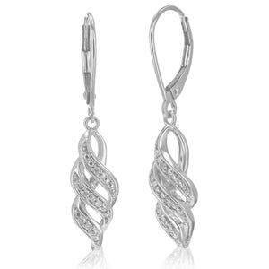 1/10 cttw Round Lab Grown Diamond Dangle Earrings .925 Sterling Silver Prong Set 1 1/2 Inch