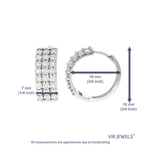 1/3 cttw Diamond Hoop Earrings for Women, Round Lab Grown Diamond Earrings in .925 Sterling Silver, Prong Setting, 2/3 Inch