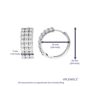 1/3 cttw Diamond Hoop Earrings for Women, Round Lab Grown Diamond Earrings in .925 Sterling Silver, Prong Setting, 3/4 Inch