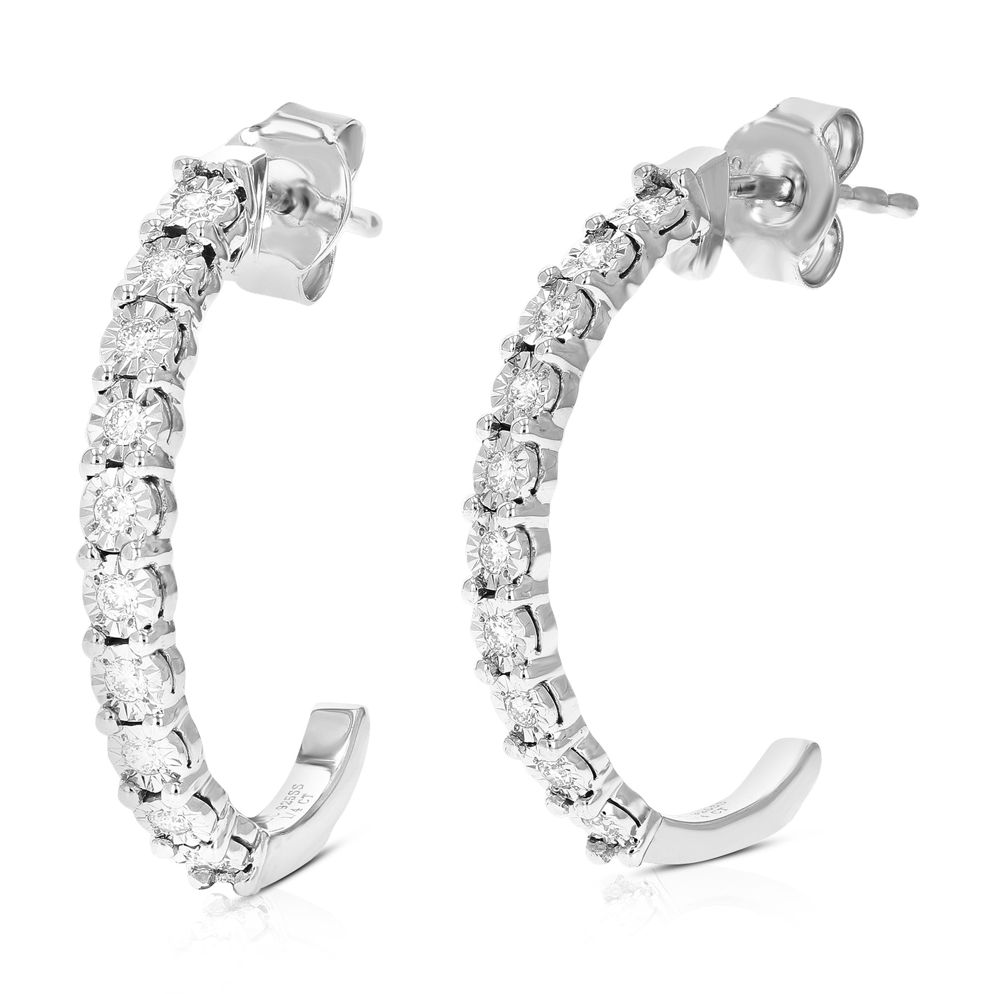 1/4 cttw Round Lab Grown Diamond Dangle Earrings .925 Sterling Silver Prong Set 1 Inch