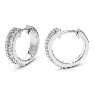 2/3 cttw Diamond Hoop Earrings for Women, Round Lab Grown Diamond Earrings in .925 Sterling Silver, Prong Setting, 1/2 Inch