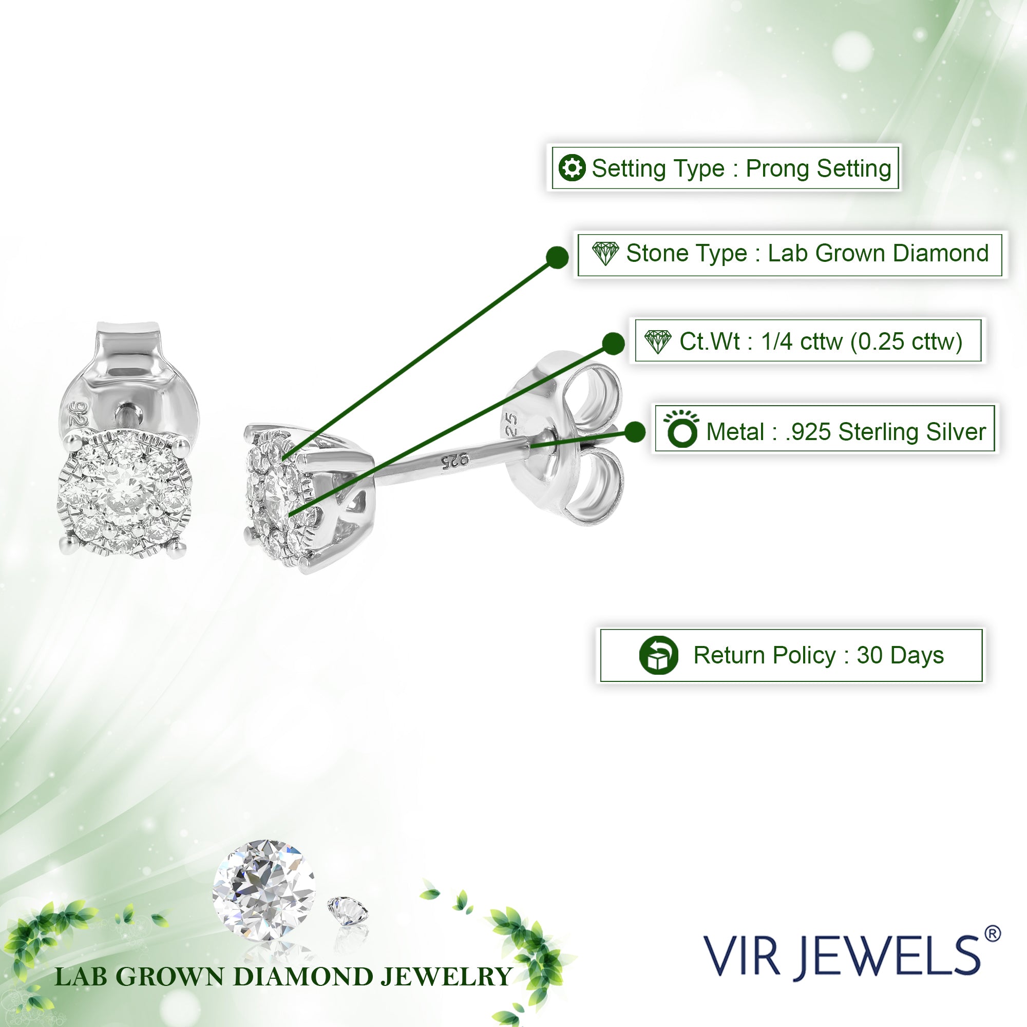 Composite Diamond Stud Earrings