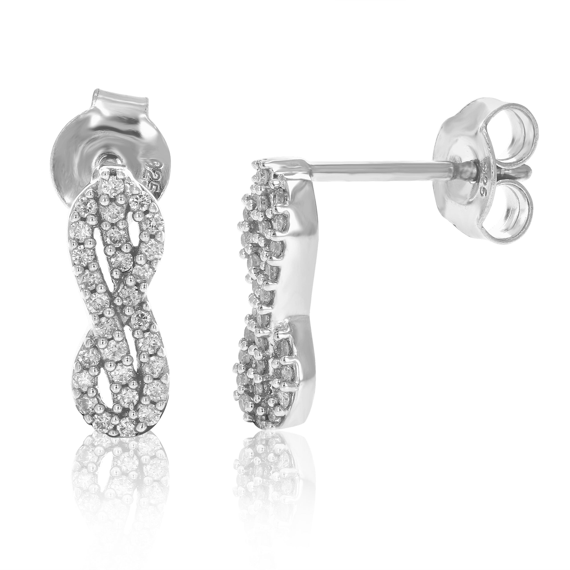 1/5 cttw Dangle Earrings for Women, Round Lab Grown Diamond Dangle Earrings in .925 Sterling Silver, Prong Setting, 1/2 Inch