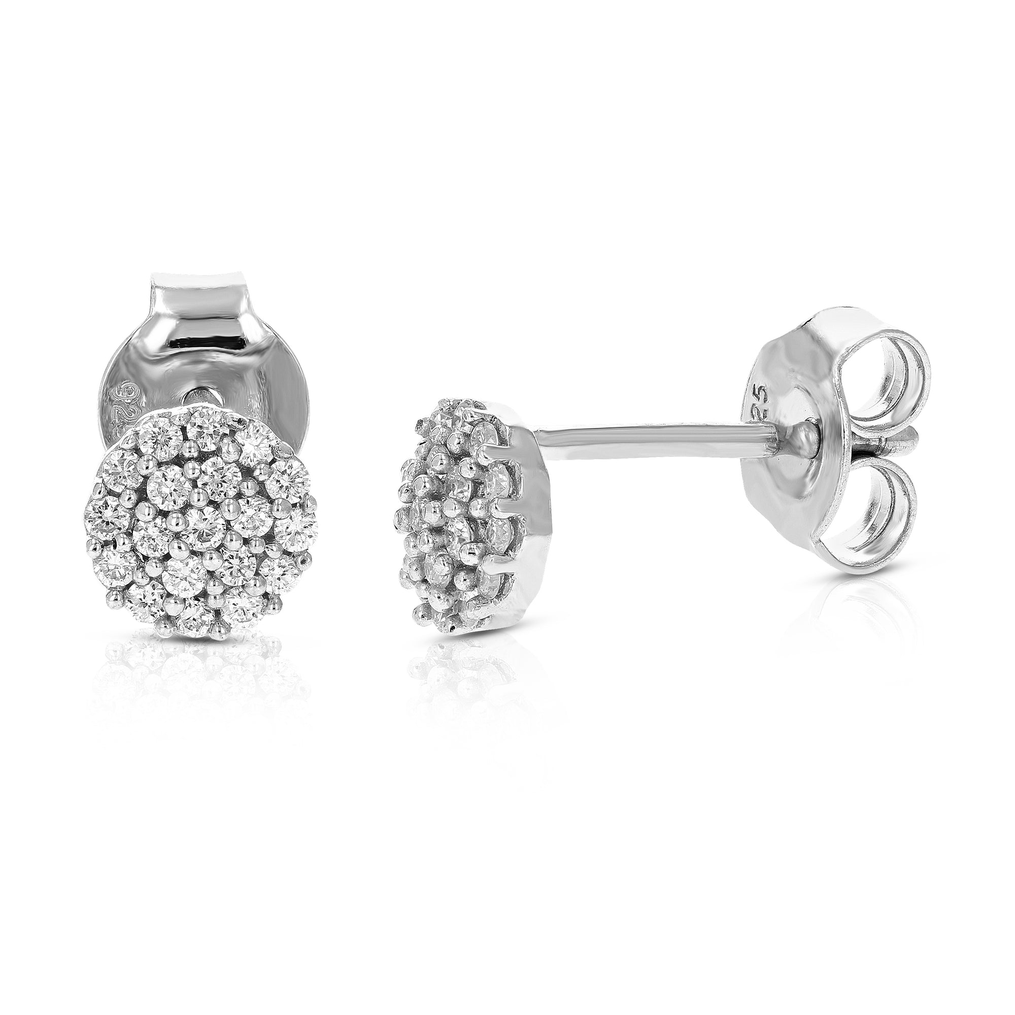 1/5 cttw Stud Earrings for Women, Round Lab Grown Diamond Stud Earrings in .925 Sterling Silver, Prong Setting