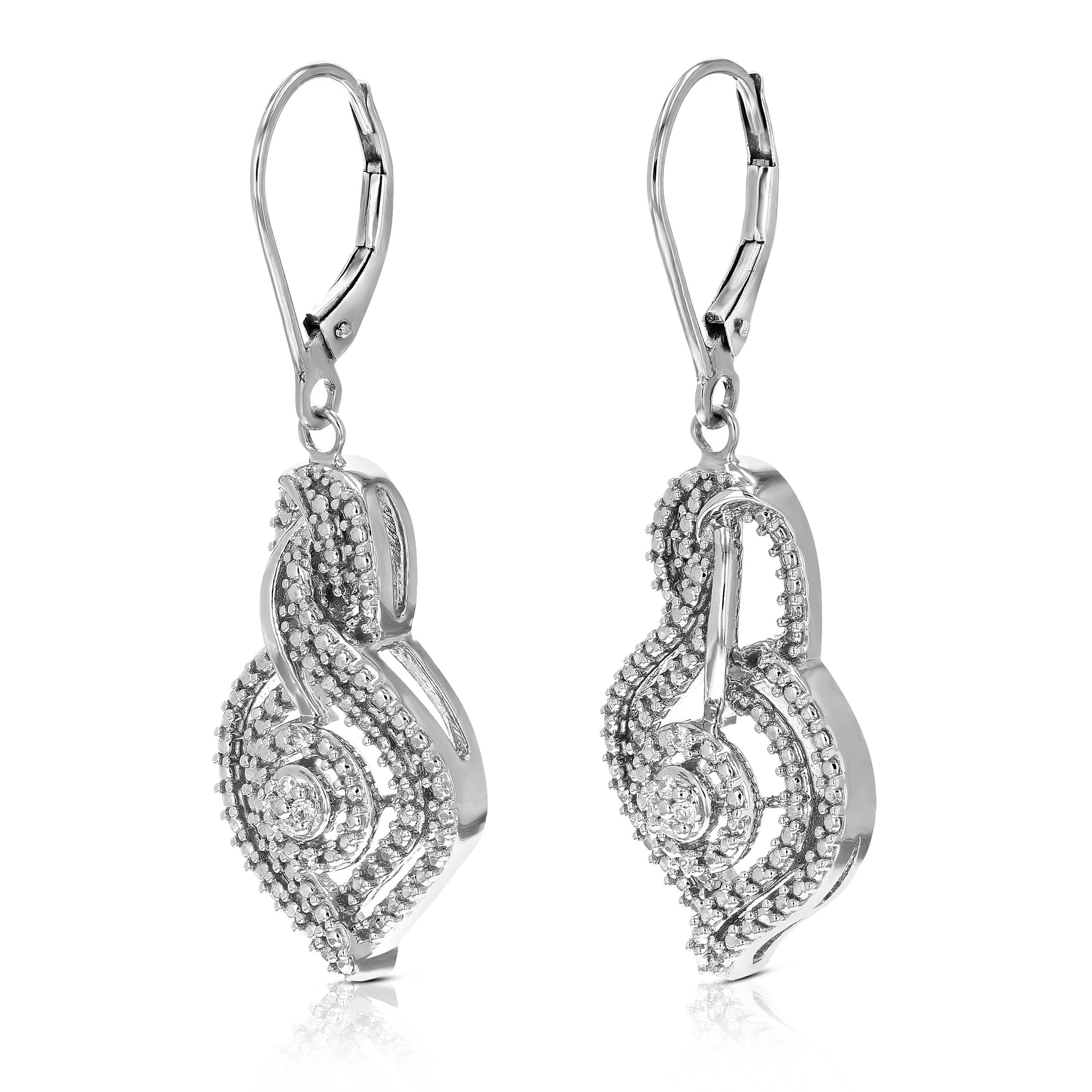 1/10 cttw Dangle Earrings for Women, Round Lab Grown Diamond Dangle Earrings in .925 Sterling Silver, Prong Setting, 1 2/3 Inch