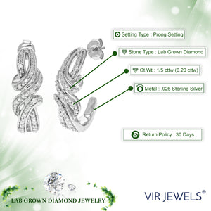 1/5 cttw Dangle Earrings for Women, Round Lab Grown Diamond Dangle Earrings in .925 Sterling Silver, Prong Setting, 2/3 Inch