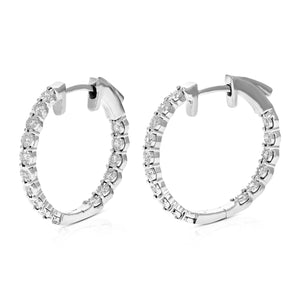 1/4 cttw Diamond Hoop Earrings for Women, Round Lab Grown Diamond Earrings in .925 Sterling Silver, Prong Setting, 3/4 Inch