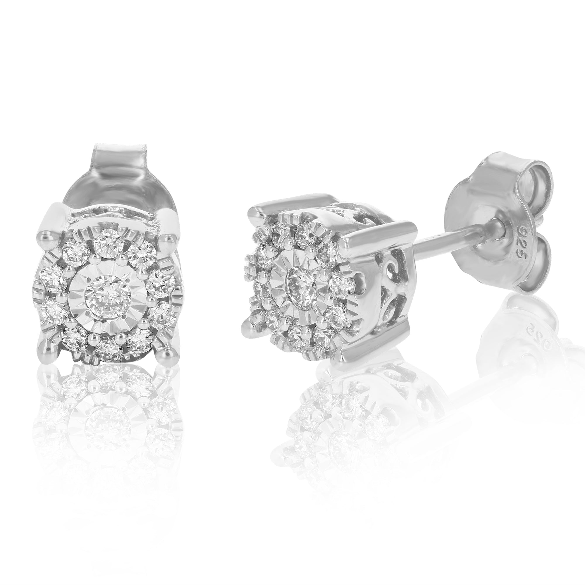 1/4 cttw Stud Earrings for Women, Round Lab Grown Diamond Stud Earrings in .925 Sterling Silver, Prong Setting