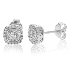 1/4 cttw Stud Earrings for Women, Round Lab Grown Diamond Stud Earrings in .925 Sterling Silver, Prong Setting