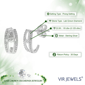 1/8 cttw Dangle Earrings for Women, Round Lab Grown Diamond Dangle Earrings in .925 Sterling Silver, Prong Setting, 2/5 Inch