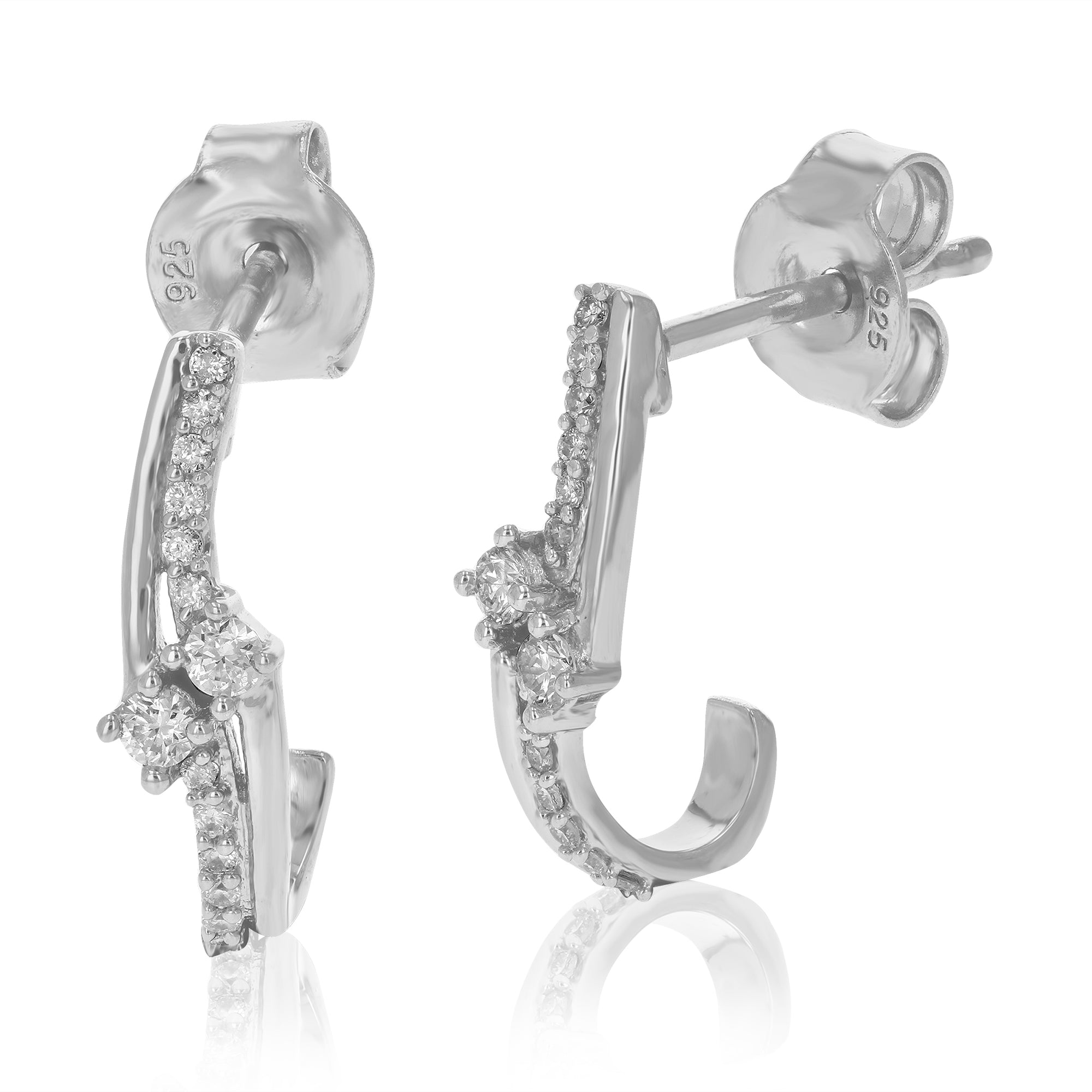 1/6 cttw Dangle Earrings for Women, Round Lab Grown Diamond Dangle Earrings in .925 Sterling Silver, Prong Setting, 1/2 Inch