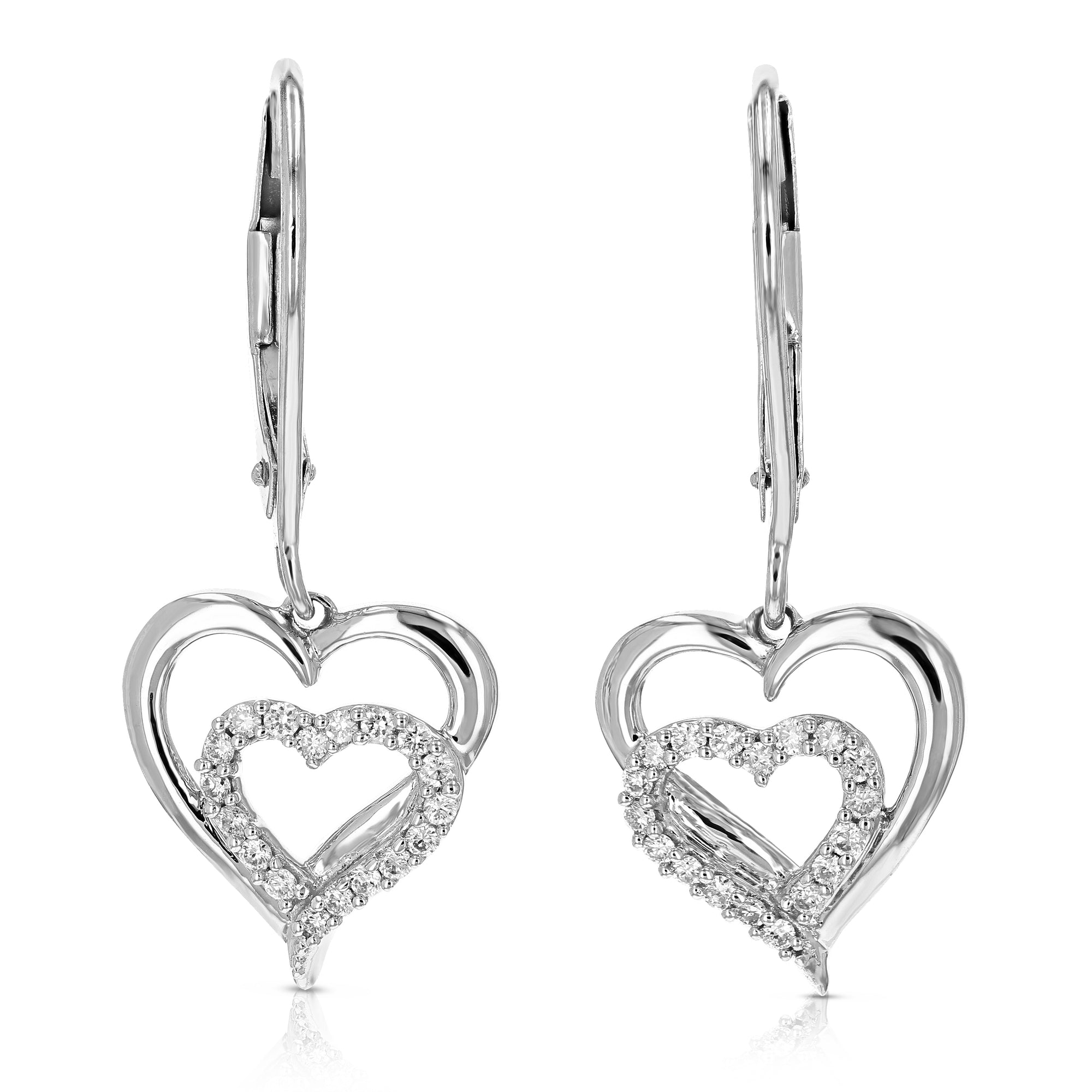 1/8 cttw Dangle Earrings for Women, Round Lab Grown Diamond Dangle Earrings in .925 Sterling Silver, Prong Setting, 1 Inch