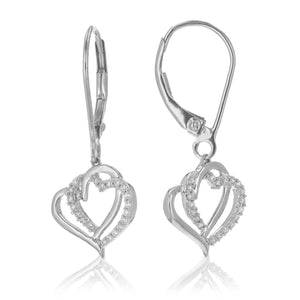 1/6 cttw Round Cut Lab Grown Diamond Dangle Earrings In .925 Sterling Silver Prong Set Size 1 Inch