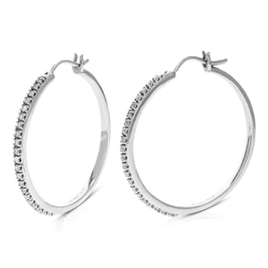 1/4 cttw Diamond Hoop Earrings for Women, Round Lab Grown Diamond Earrings in .925 Sterling Silver, Prong Setting, 1 Inch