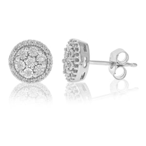 1/4 cttw Stud Earrings for Women, Round Lab Grown Diamond Stud Earrings in .925 Sterling Silver, Prong Setting