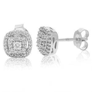 1/4 cttw Stud Earrings for Women, Round Lab Grown Diamond Stud Earrings in .925 Sterling Silver, Prong Setting