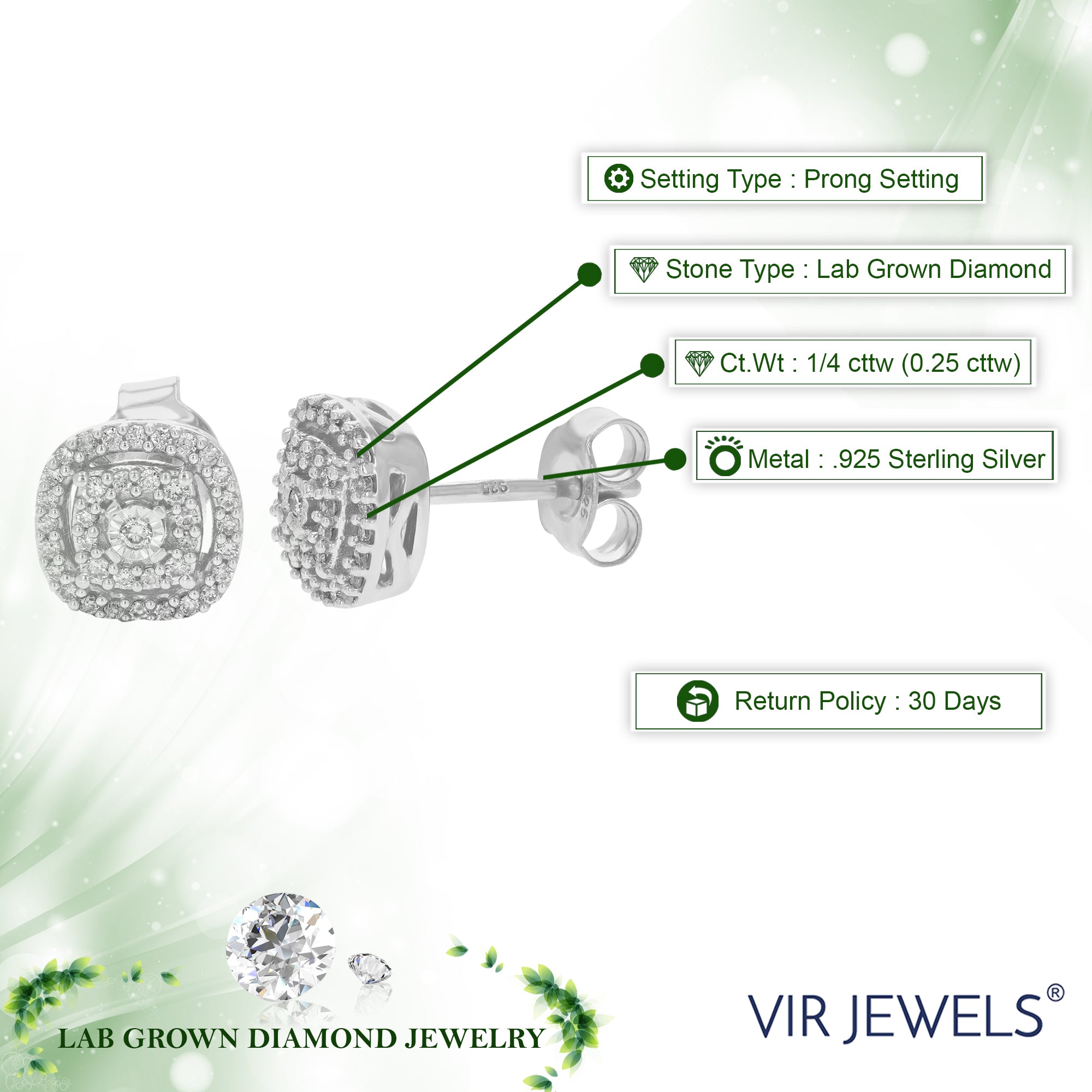 Cushion Composite Stud Earrings
