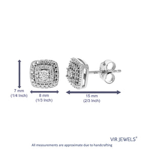 1/8 cttw Stud Earrings for Women, Round Lab Grown Diamond Stud Earrings in .925 Sterling Silver, Prong Setting