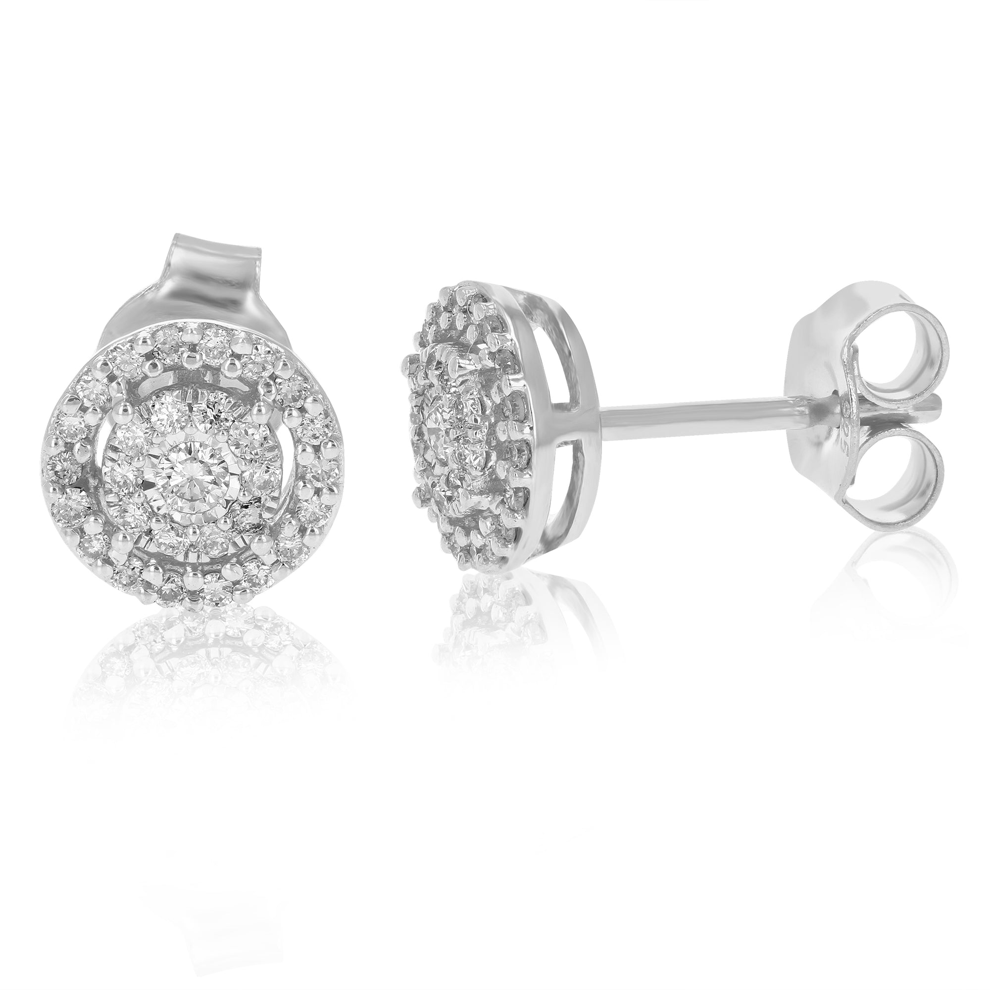 1/4 cttw Stud Earrings for Women, Round Lab Grown Diamond Stud Earrings in .925 Sterling Silver, Prong Setting