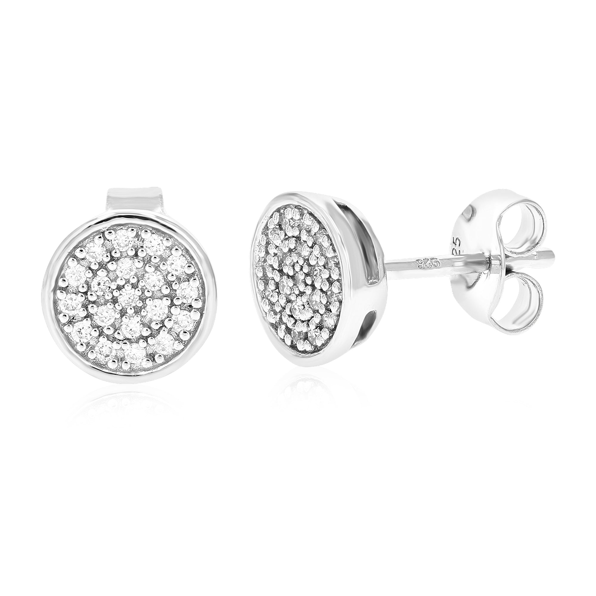 1/6 cttw Stud Earrings for Women, Round Lab Grown Diamond Stud Earrings in .925 Sterling Silver, Prong Setting