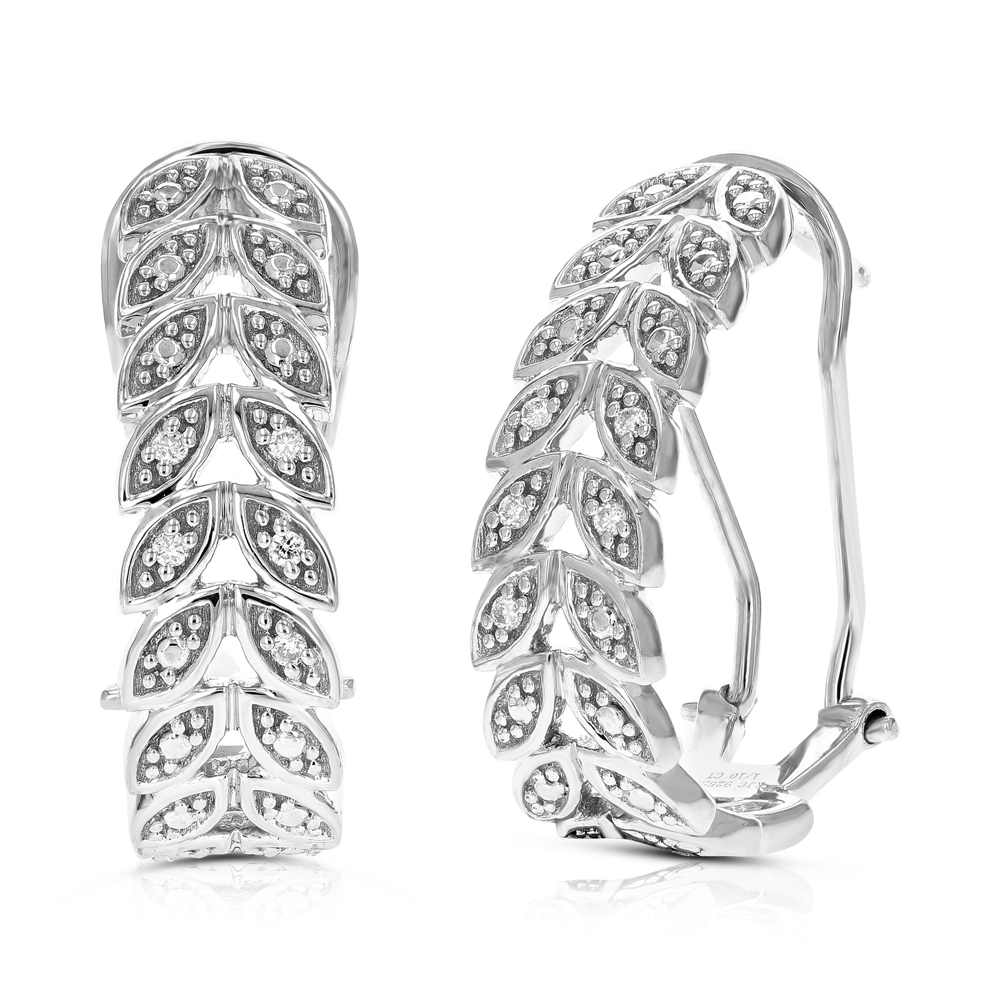 1/10 cttw Diamond Hoop Earrings for Women, Round Lab Grown Diamond Earrings in .925 Sterling Silver, Prong Setting, 1 Inch