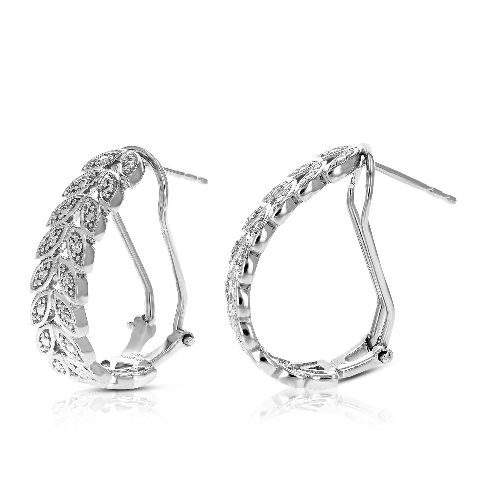 1/10 cttw Diamond Hoop Earrings for Women, Round Lab Grown Diamond Earrings in .925 Sterling Silver, Prong Setting, 1 Inch
