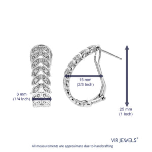 1/10 cttw Diamond Hoop Earrings for Women, Round Lab Grown Diamond Earrings in .925 Sterling Silver, Prong Setting, 1 Inch