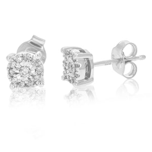 1/4 cttw Stud Earrings for Women, Round Lab Grown Diamond Stud Earrings in .925 Sterling Silver, Prong Setting